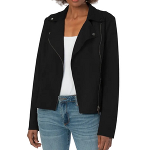 KUT FROM THE KLOTH Women XL Black Marlowe Faux Suede Moto Jacket Biker Grunge